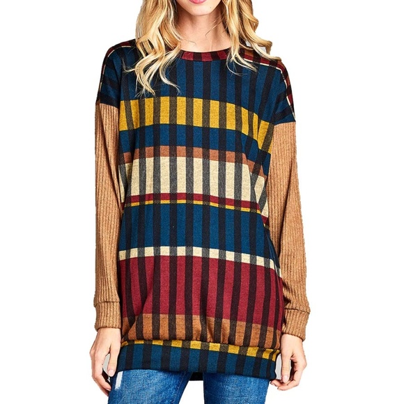 Mustard & Blue Geometric Sweater S - Picture 6 of 6